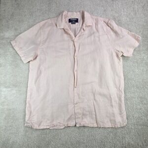 Chubbies‎ Linen Blend Camp Shirt Men's Size XL Pink Loop Collar Short Sleeve